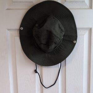 Dark Olive Green Fisherman's Bucket Hat with Chin String and Side Snaps